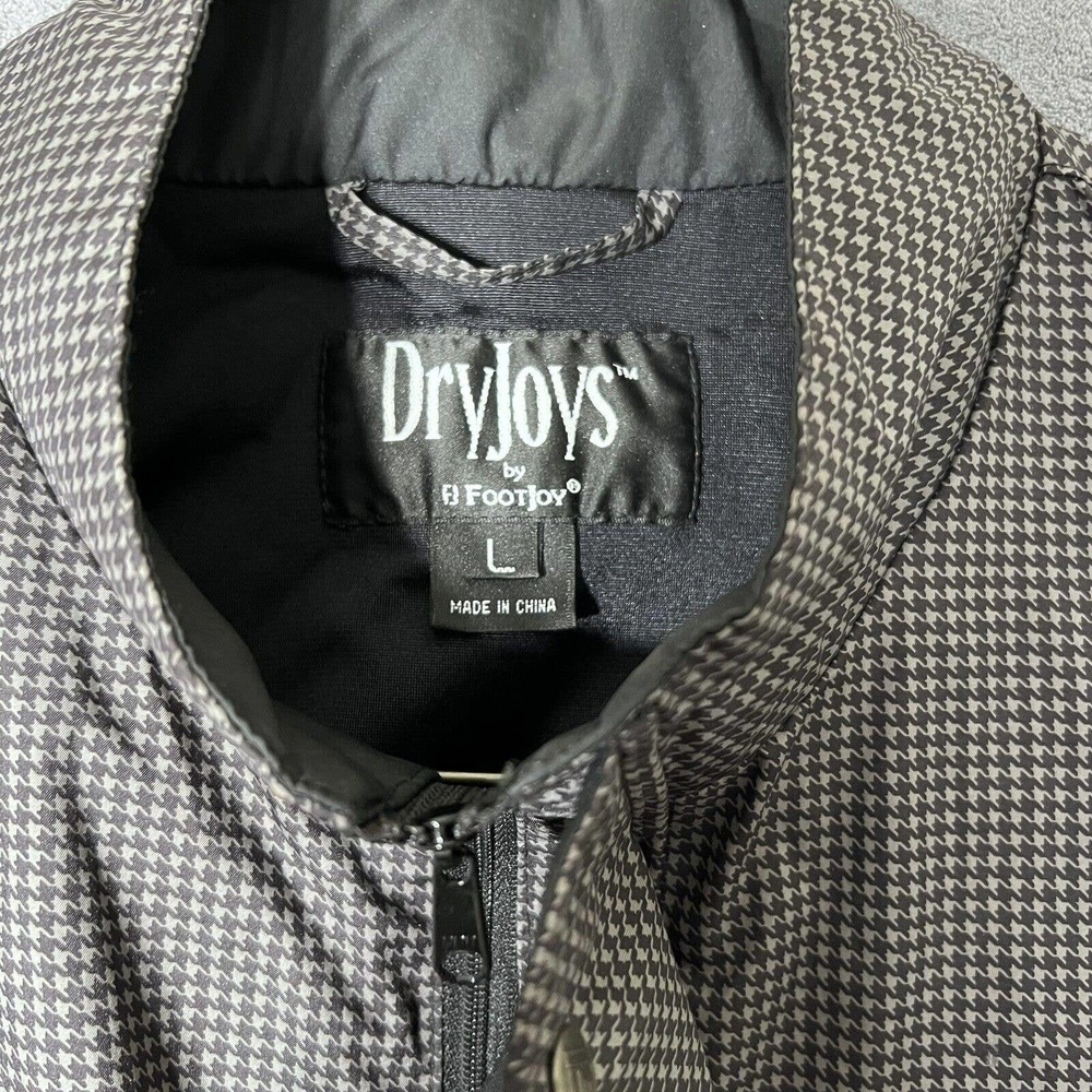 FootJoy DryJoys Mens Golf Rain Vest Large Gray Houndstooth Zip Snap Lined - Picture 9 of 12